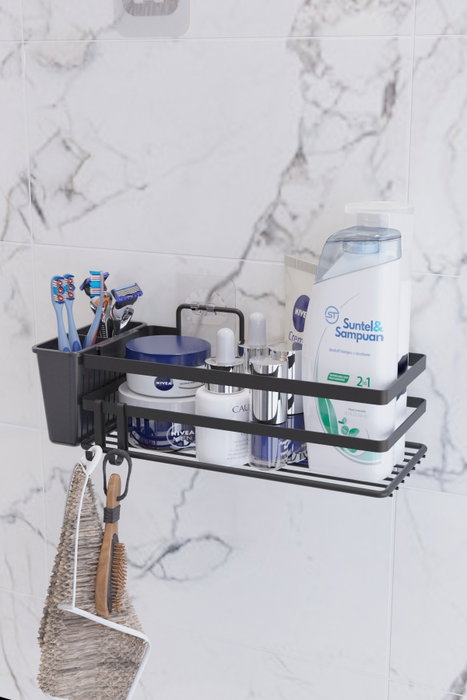 Hermia SB007K-B Organizador de baño de metal Negro (2 Piezas)